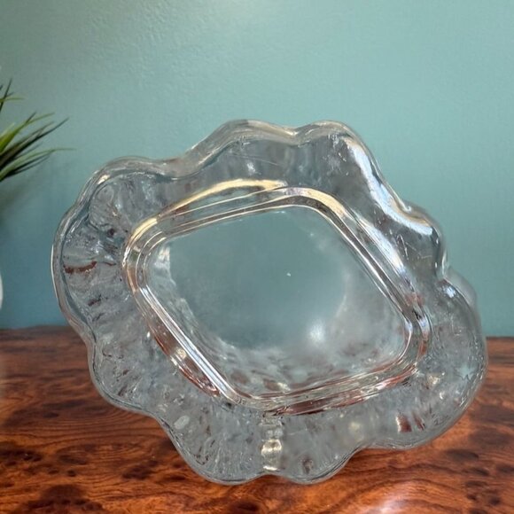 Vintage Mikasa Frostfire Clear Textured Solid Glass Vase 9.5" Tall Diamond Shape - Picture 8 of 11